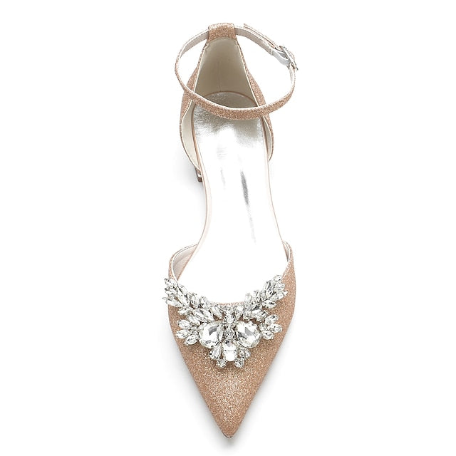 with – Design Floral White Women's Rhinestone Satin Flats