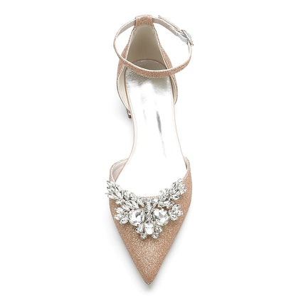 with – Design Floral White Women's Rhinestone Satin Flats