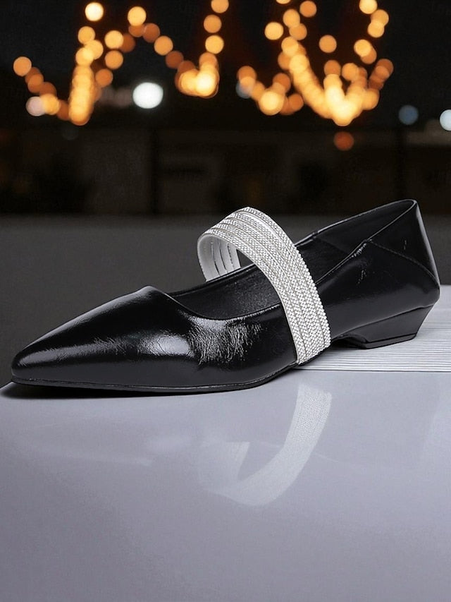 Elegant Leather - Black Women's Pointed Patent Toe Flats