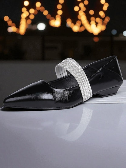Elegant Leather - Black Women's Pointed Patent Toe Flats