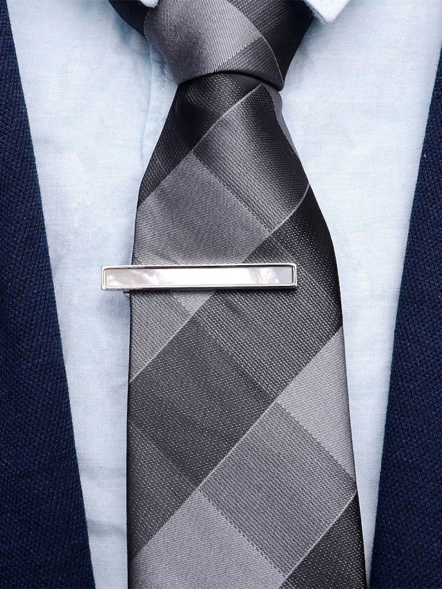 with mother of inlaid Men's tie clip pearl and brass