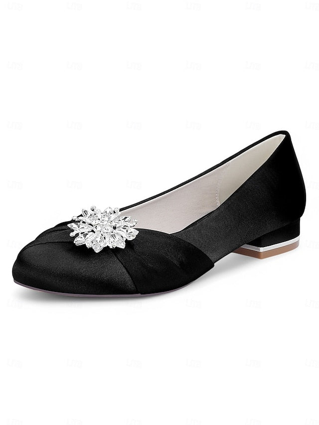 Flats Crystal Satin Elegant Women's White Wedding –