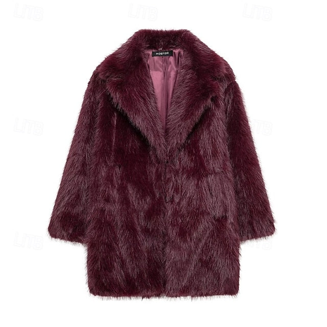 Faux Furs Fur Pocket Comfortable Warm Women's Coat