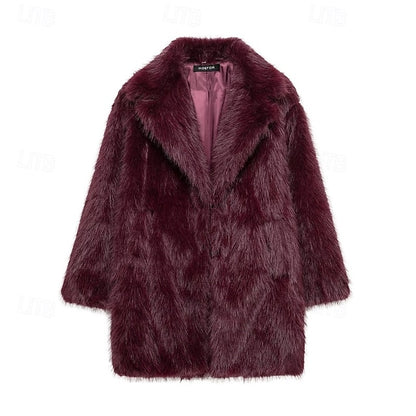 Faux Furs Fur Pocket Comfortable Warm Women's Coat