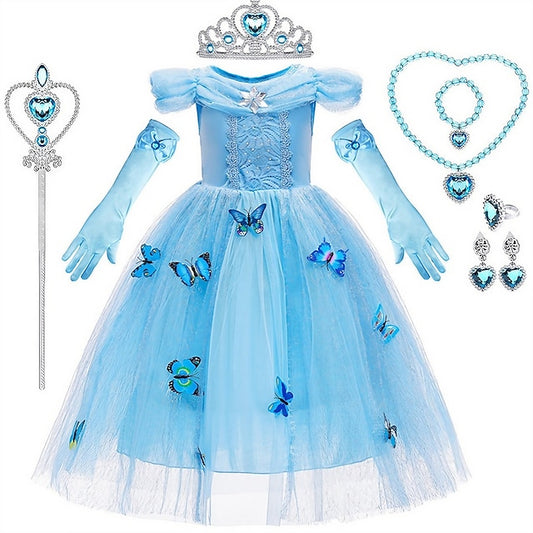 Tulle Elsa Costume Princess Girl Dress Party Frozen Flower Theme