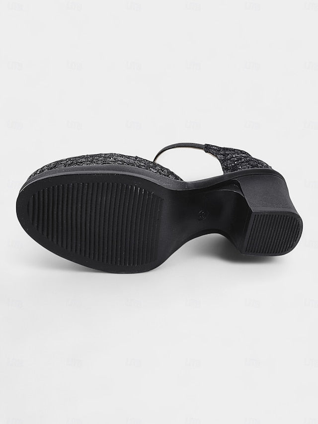 - Heel Mary Chunky Lace Low Women's Comfortable Jane Shoes