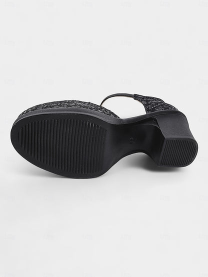 - Heel Mary Chunky Lace Low Women's Comfortable Jane Shoes