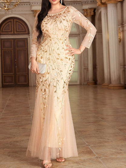 Dress Party Mother the Neck Floor Crew Bride of Elegant