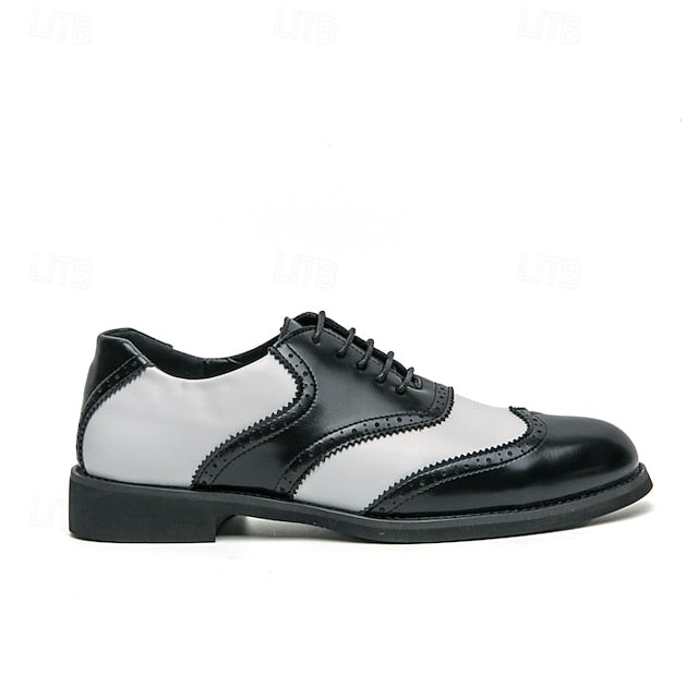 White and Two-Tone Men's Brogue Wingtip Shoes Oxford in