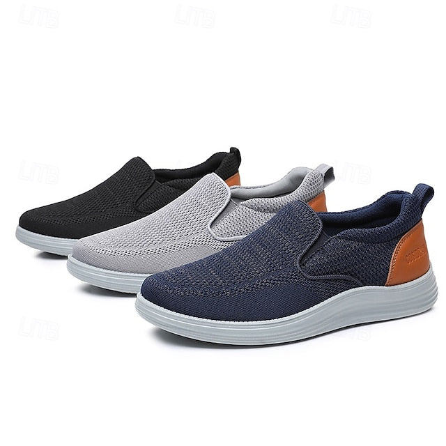 – Sneakers Breathable Navy Men's Knit Stretch Slip-On