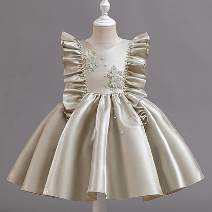 Sleeveless Dress Girls' Wedding Toddler Party Floral