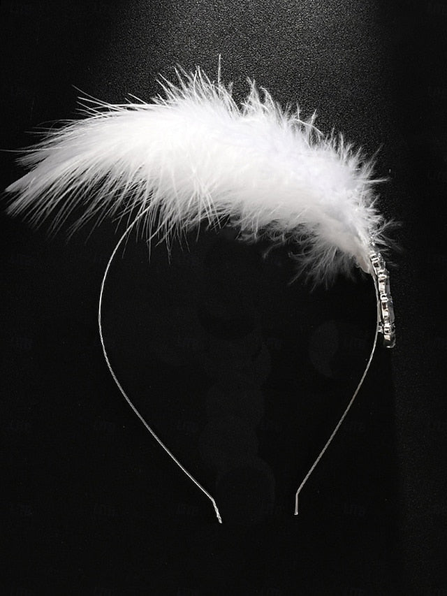 Clip - Crystal Women's White Feather Vintage Hair