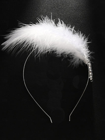 Clip - Crystal Women's White Feather Vintage Hair