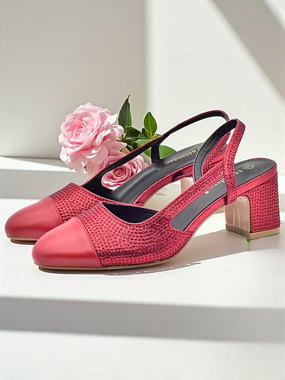 Heel Set Clutch and Gold Matching Block Sandals - Women's