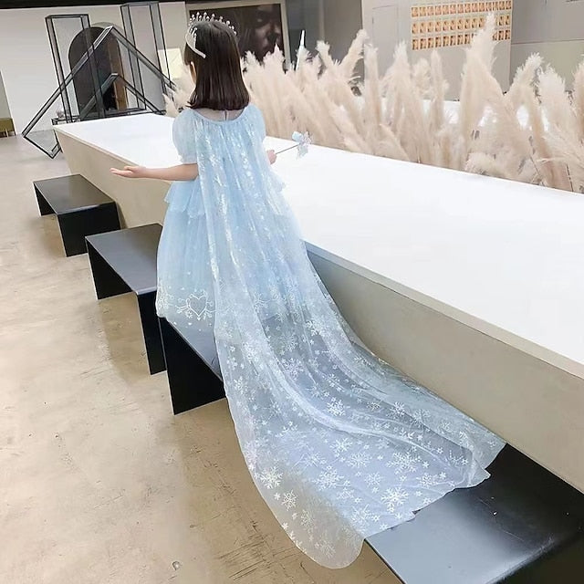 Cloak Cosplay Flower Frozen Girl Elsa Dress Princess