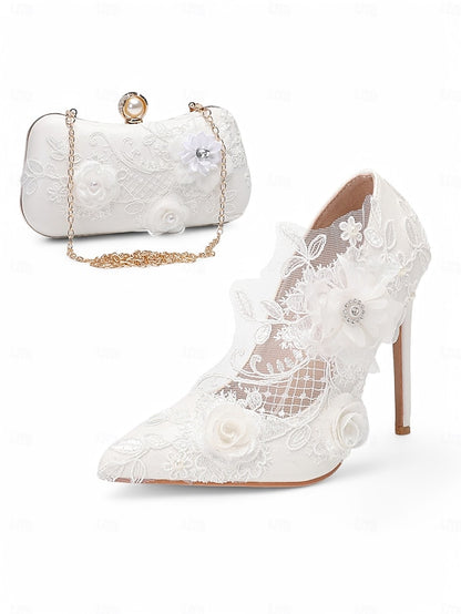 with Floral Shoes Embellishments Wedding Lace White