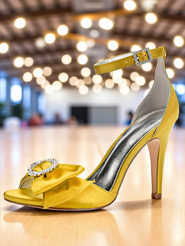 Women's Satin High Heel Purple with Rhinestone Sandals