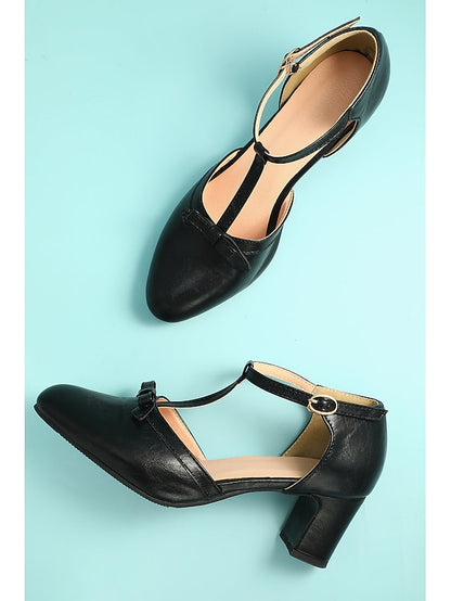 1950s Vintage Shoes 20s Chunky T-strap heels Roaring Heels Retro