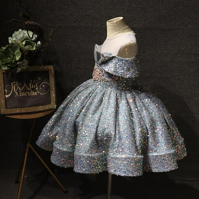 Short Dress Solid Color Sleeve Kids Girls' Party