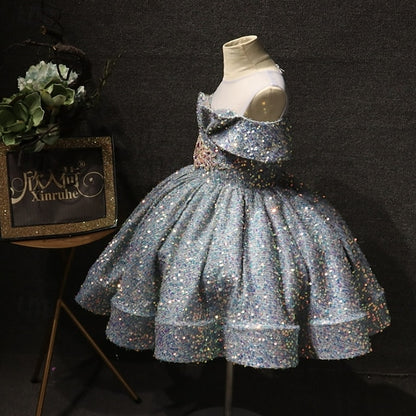 Short Dress Solid Color Sleeve Kids Girls' Party