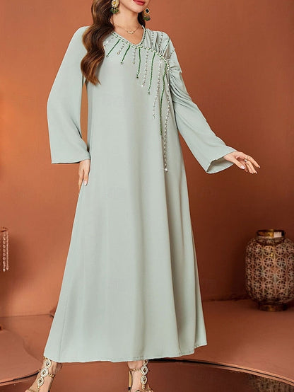 Dress Length Elegant Bride V Floor Neck Mother A-Line the of