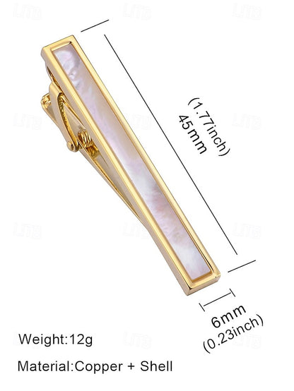 with mother of inlaid Men's tie clip pearl and brass