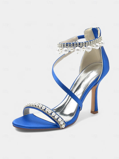 Satin Party Ankle Chic – Strap Pink Pointed-Toe Heels