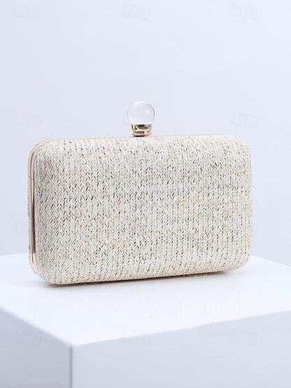 Purse - with Elegant Stylish Straw Clasp Pearl Clutch