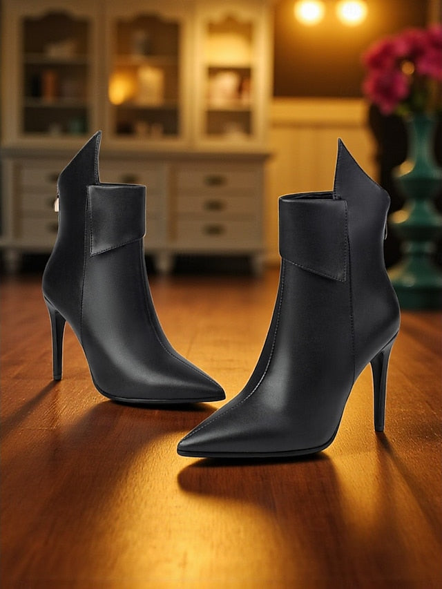 Gold Pointed Ankle - Stiletto Women's Boots Metallic Toe