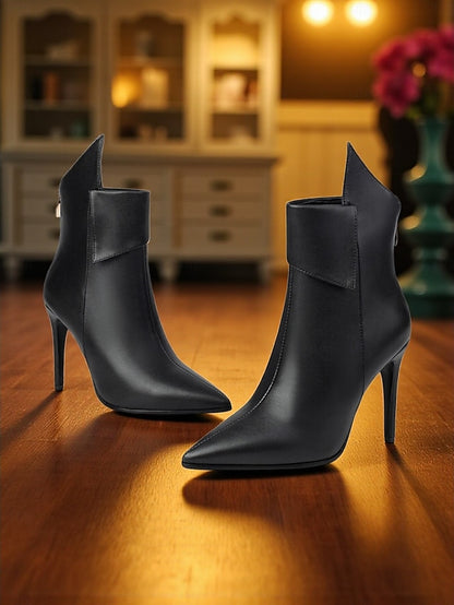 Gold Pointed Ankle - Stiletto Women's Boots Metallic Toe