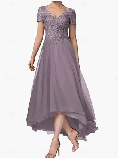 Mother Bride Asymmetrical the Elegant Neck V of Dress A-Line