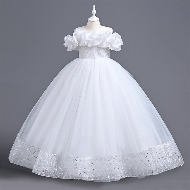 Kids Solid Girl Party Color Girls' Dress Flower