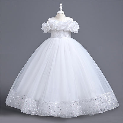 Kids Solid Girl Party Color Girls' Dress Flower