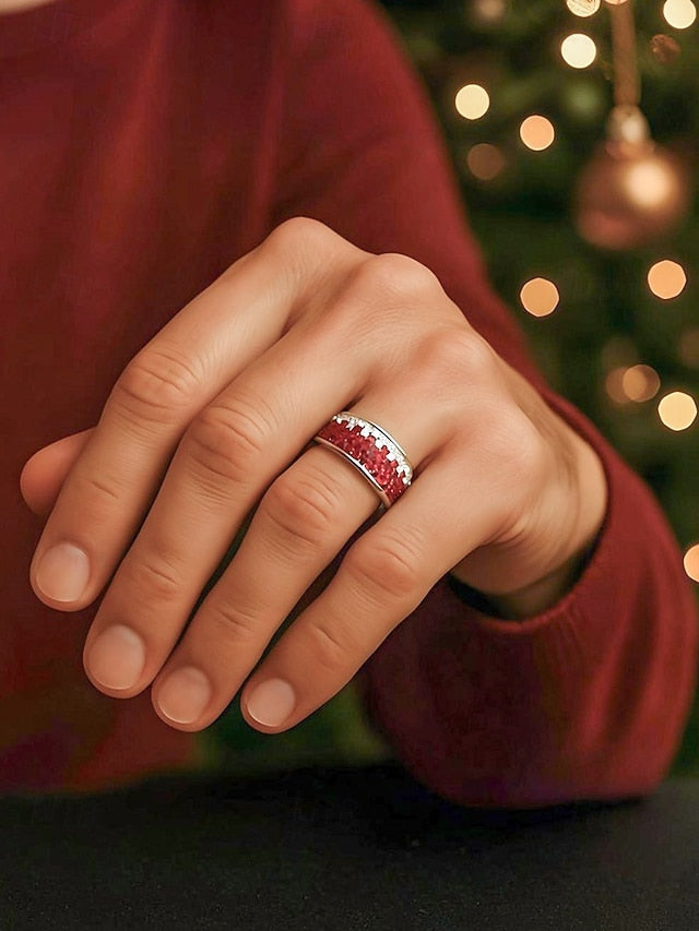 Stylish Stainless Steel Ring Men's Christmas Red –