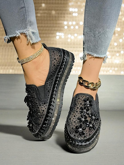 Sneakers Slip-On Rhinestone Mesh Embellished Women's with