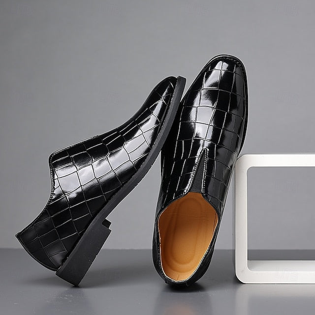 Slip-On Pattern Burgundy Men's Crocodile Shoes –