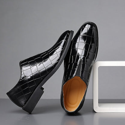 Slip-On Pattern Burgundy Men's Crocodile Shoes –