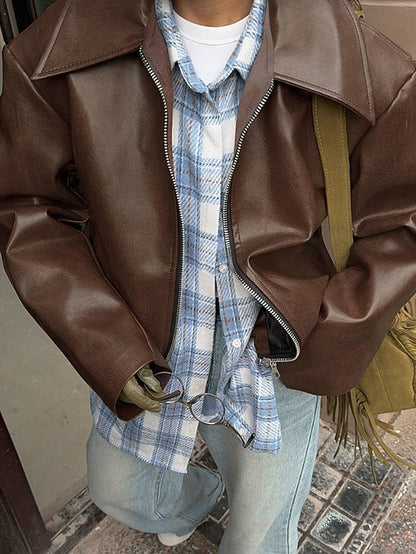 Comfortable Pocket Leather Women's Warm Faux Jacket Zipper