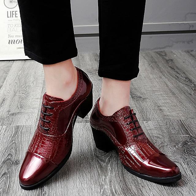 Oxford Crocodile Leather Patent Faux Men's Black Pattern