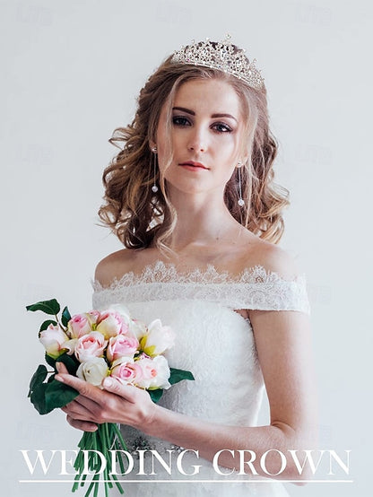 Jewelry and Tiara Elegant Silver Rhinestone Set – Women's