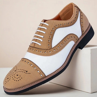 White Brown Classic Brogue with and Shoes Oxford Men's