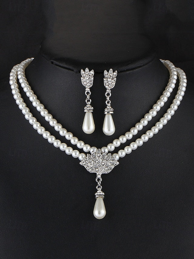 Jewelry Necklace – Set Double-Layer Elegant Bridal Pearl