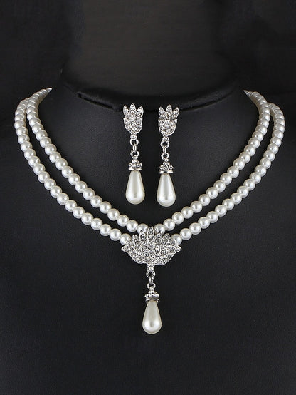Jewelry Necklace – Set Double-Layer Elegant Bridal Pearl