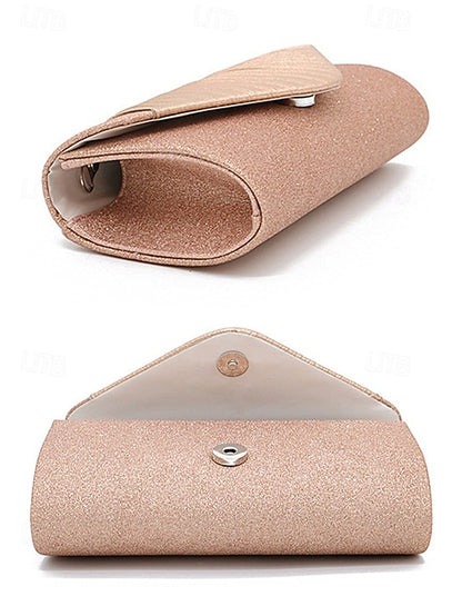 – Bag Pleated Glitter Clutch Champagne with Design Evening