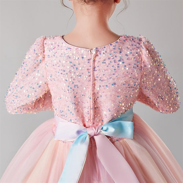 Color Girls' Long Solid Kids Dress Flower Girl Party