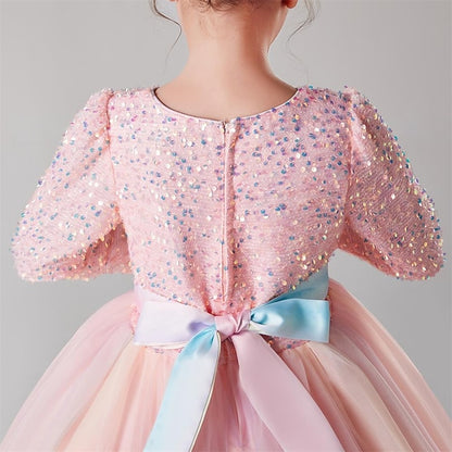 Color Girls' Long Solid Kids Dress Flower Girl Party