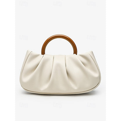 Clutch Faux with Bag Leather Women's Acrylic Tote Pleated