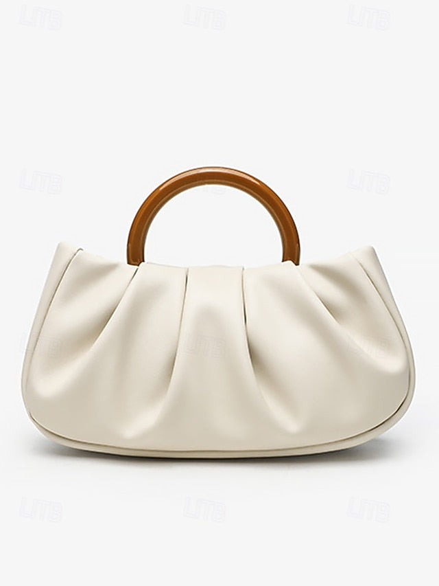 with Acrylic Bag Leather Tote Clutch Women's Pleated Faux