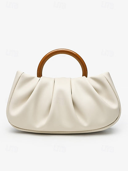 with Acrylic Bag Leather Tote Clutch Women's Pleated Faux