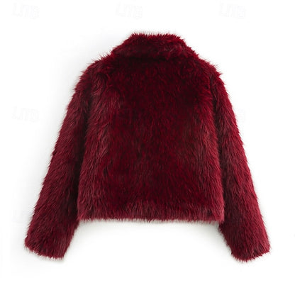 Buttons Comfortable Coat Furs Women's Warm Fur Faux